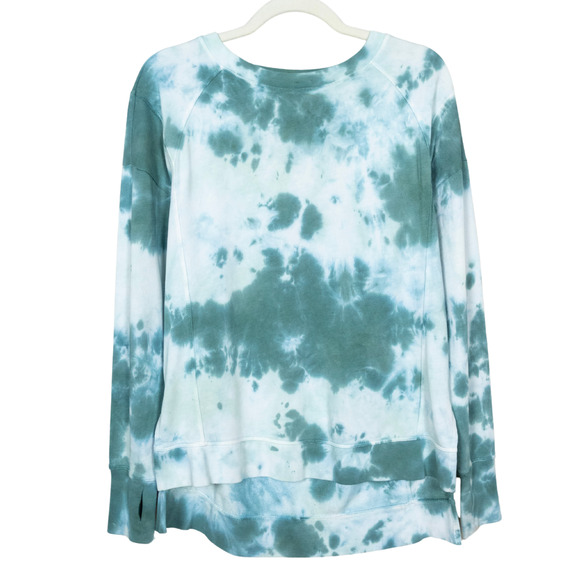 SWEATY BETTY After Class Sweatshirt Green Tie Dye Long Sleeve Step Hem Womens XS - Picture 2 of 4